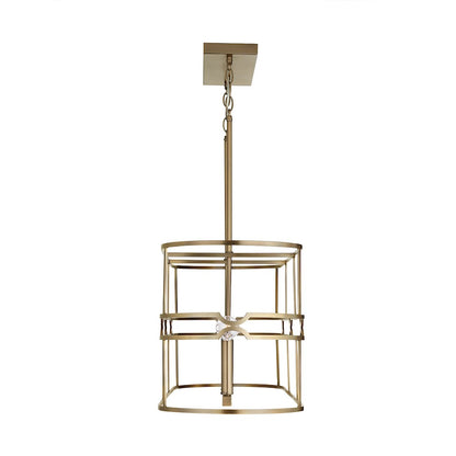 1 Light Pendant, Medium Wood and Matte Brass