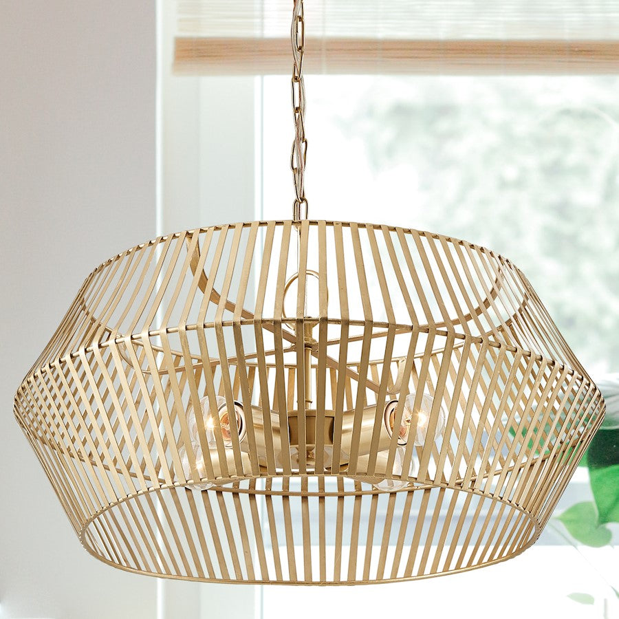 4 Light Pendant, Matte Gold
