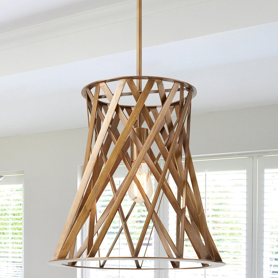 1 Light Pendant, Patinaed Brass