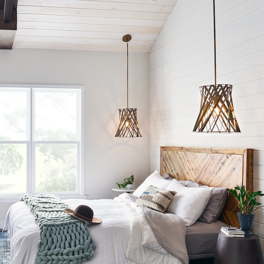 1 Light Pendant, Patinaed Brass