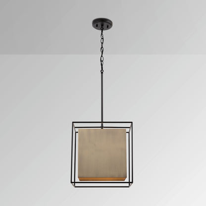 1 Light Pendant, Aged Brass and Black