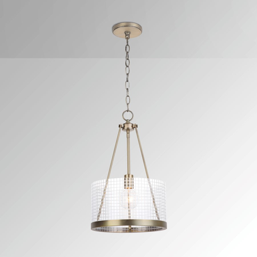 1 Light Pendant, Aged Brass