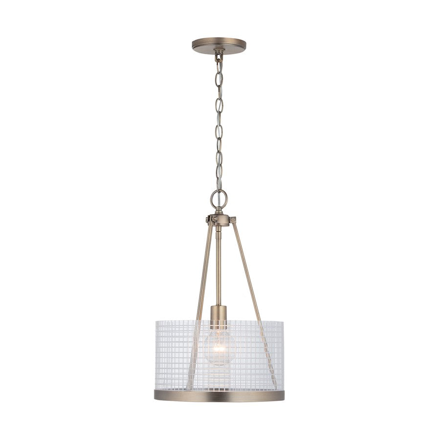 1 Light Pendant, Aged Brass