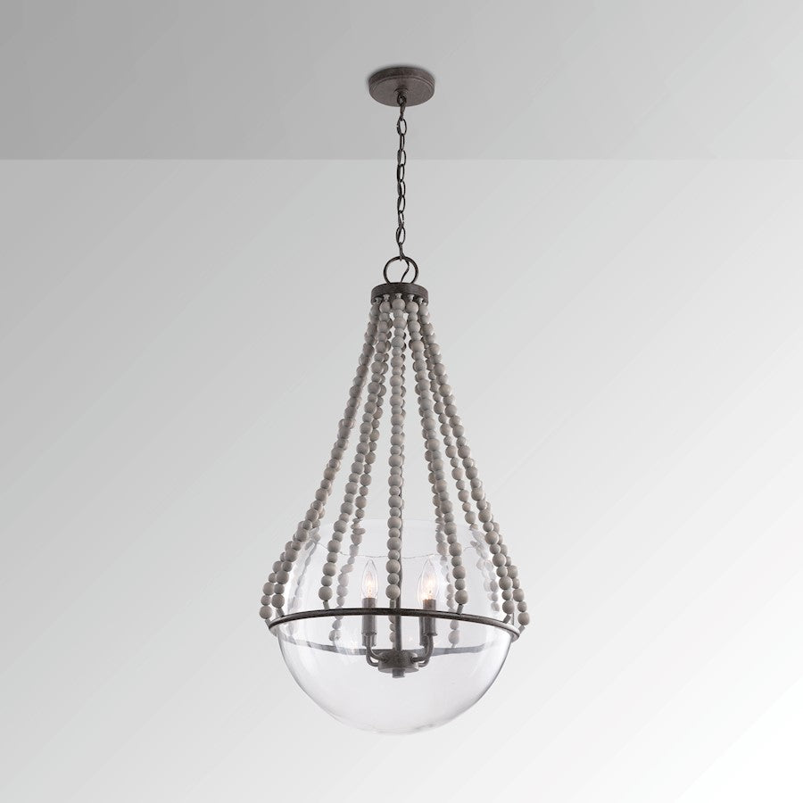 4 Light Pendant, Mineral Brown