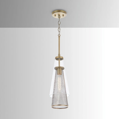 1 Light Pendant, Aged Brass