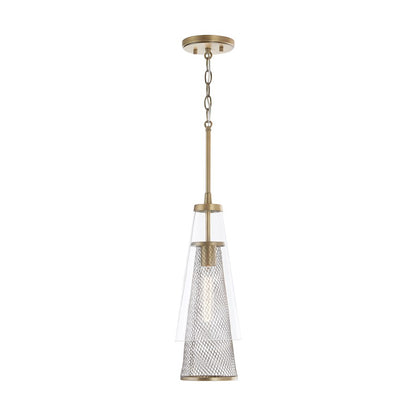 1 Light Pendant, Aged Brass
