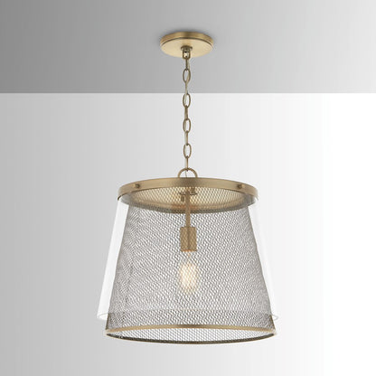 1 Light Pendant, Aged Brass