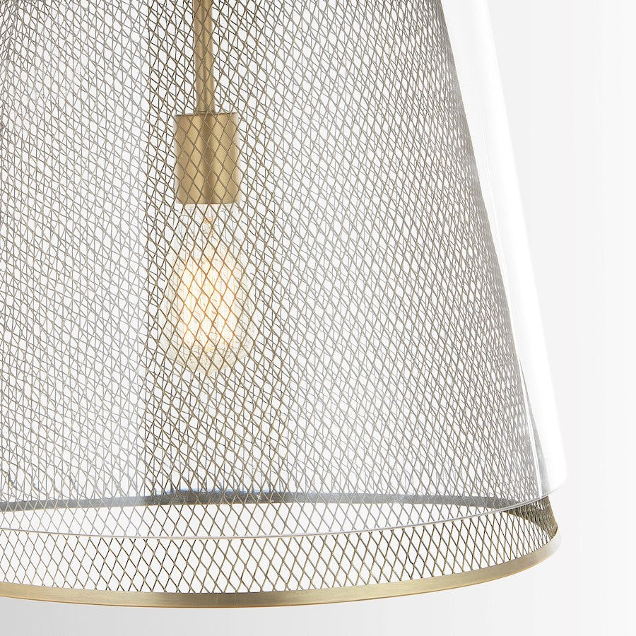 1 Light Pendant, Aged Brass