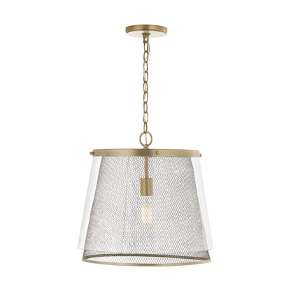 1 Light Pendant, Aged Brass