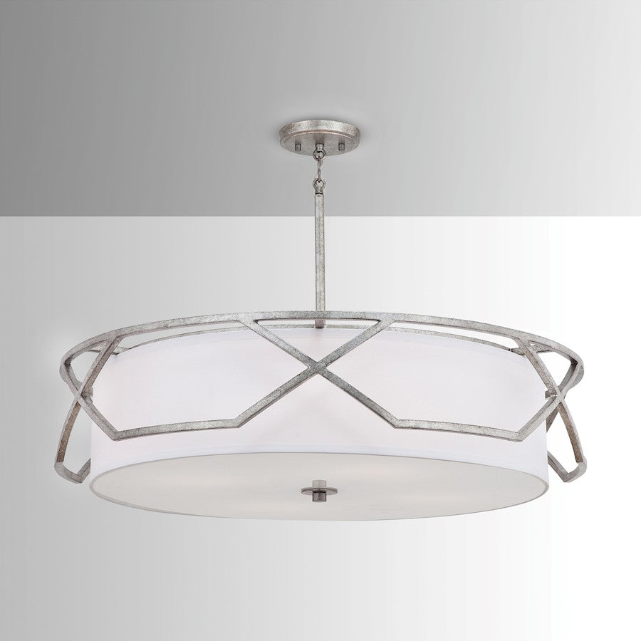4 Light Pendant, Antique Silver