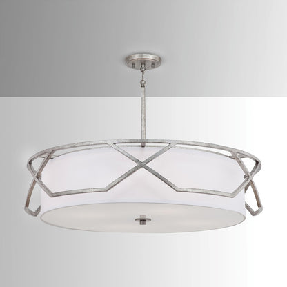 4 Light Pendant, Antique Silver
