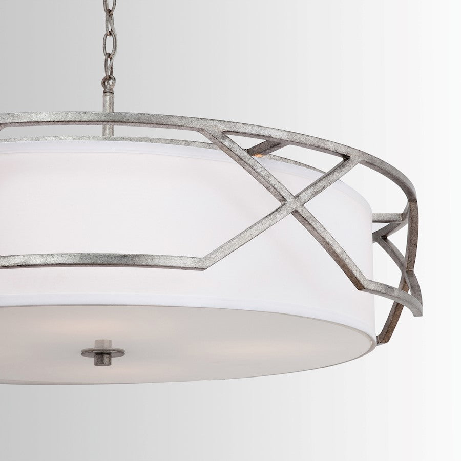 4 Light Pendant, Antique Silver