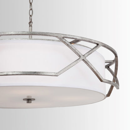 4 Light Pendant, Antique Silver