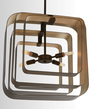 4 Light Pendant, Bronze and Gold