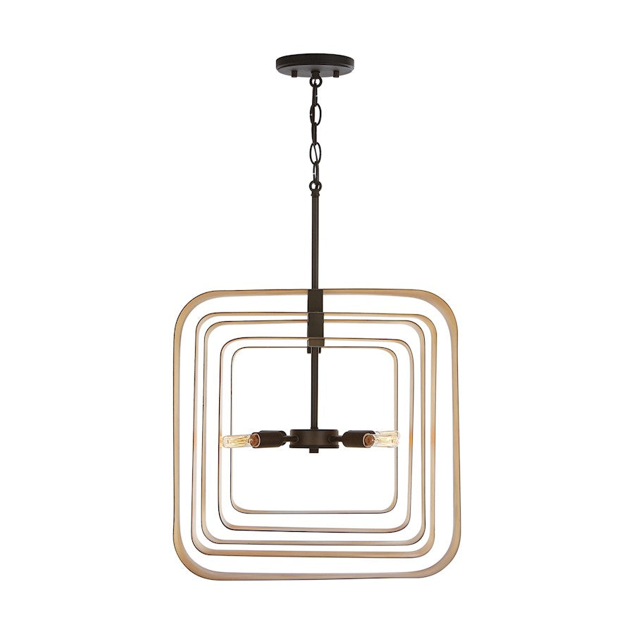 4 Light Pendant, Bronze and Gold