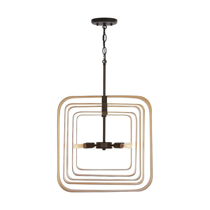 4 Light Pendant, Bronze and Gold