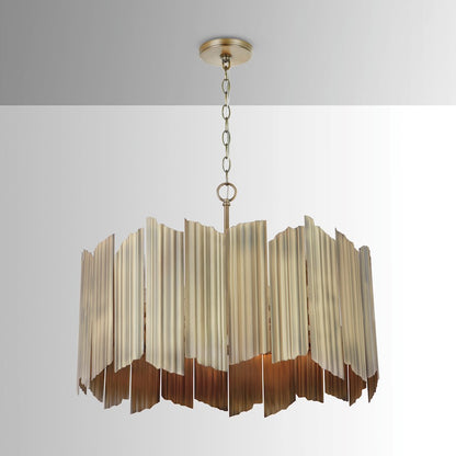 4 Light Pendant, Aged Brass