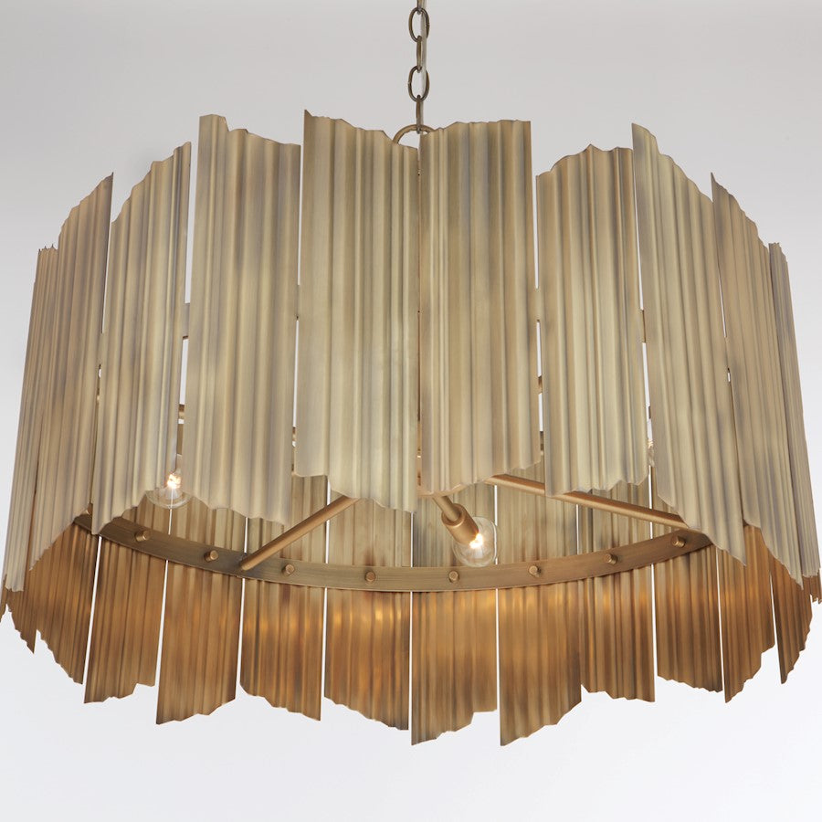 4 Light Pendant, Aged Brass