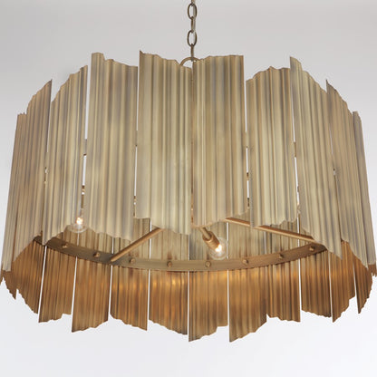 4 Light Pendant, Aged Brass