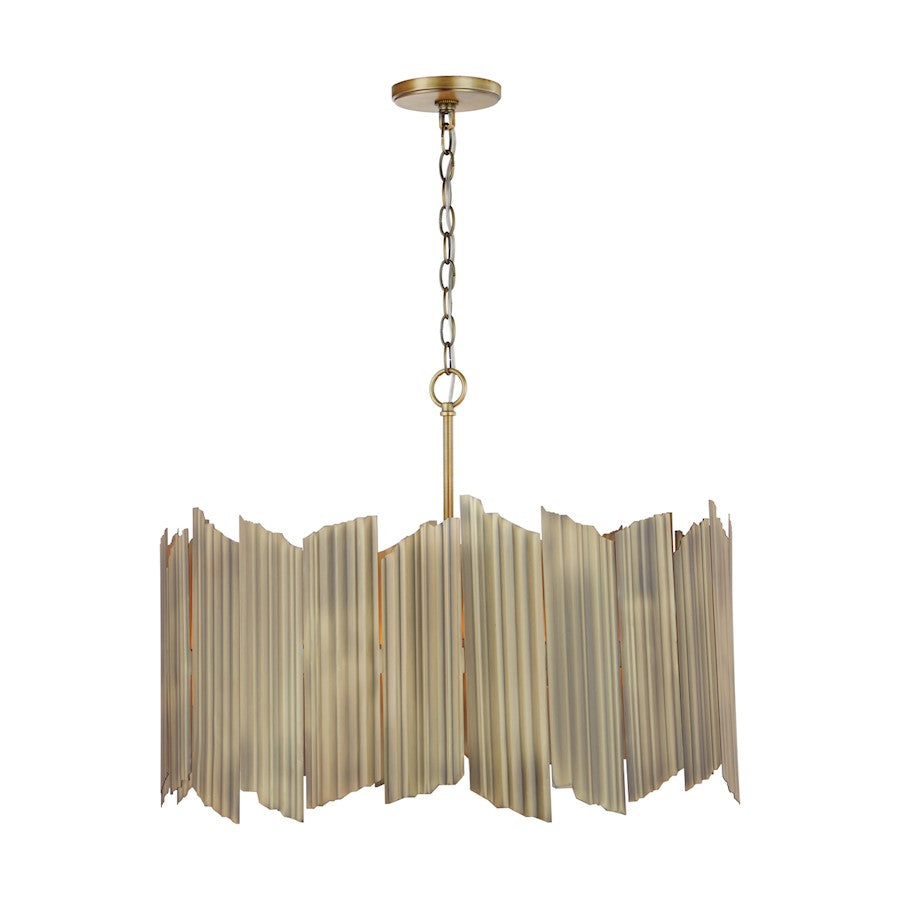 4 Light Pendant, Aged Brass