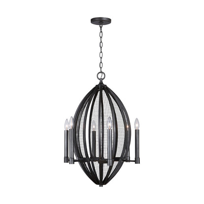 6 Light Pendant, Midnight Grey