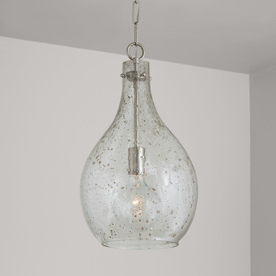 1 Light Pendant, Stone Seeded Glass