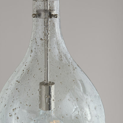 1 Light Pendant, Stone Seeded Glass