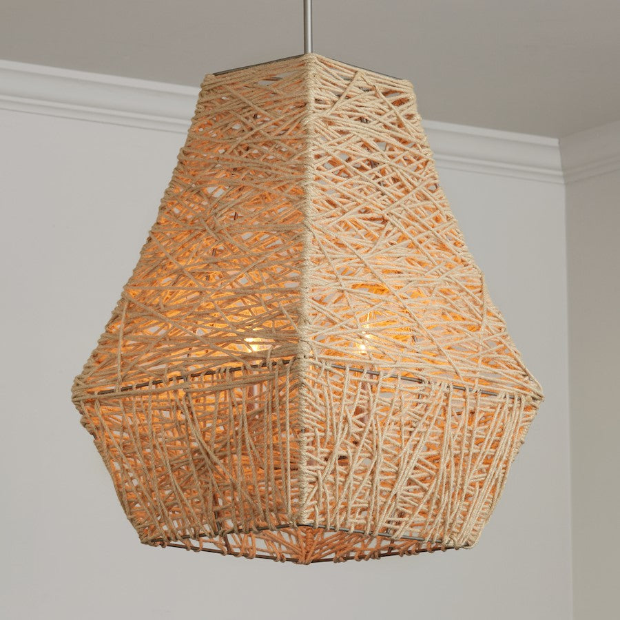 4 Light Pendant, Natural Jute and Grey