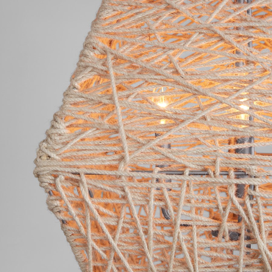 4 Light Pendant, Natural Jute and Grey