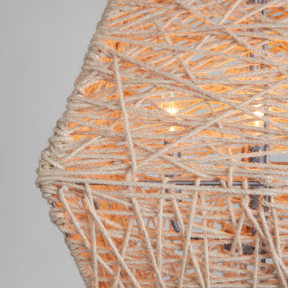 4 Light Pendant, Natural Jute and Grey