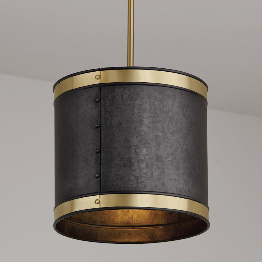 1 Light Pendant, Galvanized Black