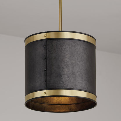 1 Light Pendant, Galvanized Black