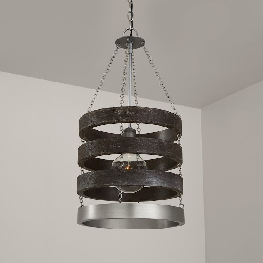 1 Light Pendant, Carbon Grey/Nickel