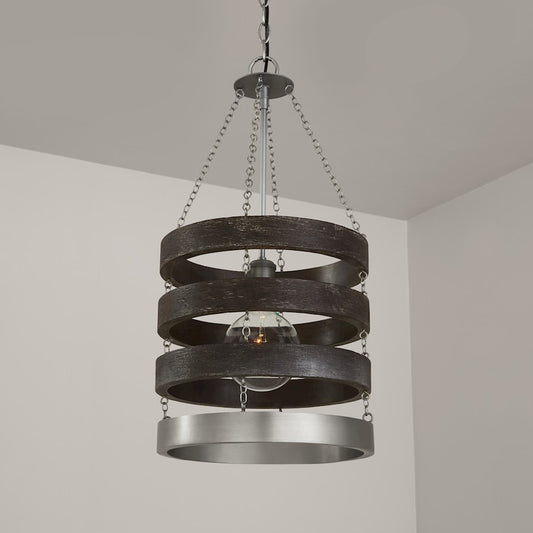 1 Light Pendant, Carbon Grey/Nickel