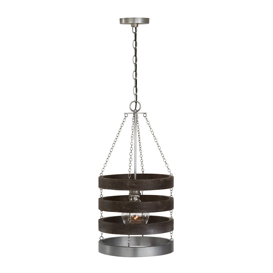 1 Light Pendant, Carbon Grey/Nickel