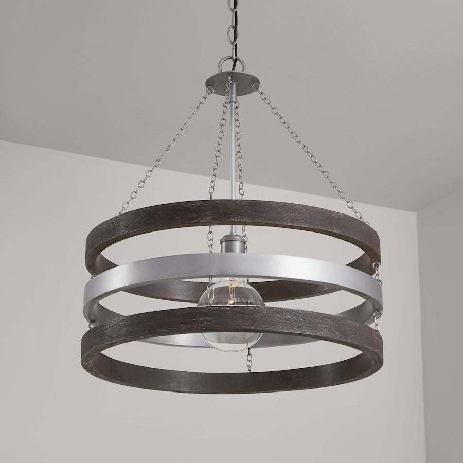 1 Light Pendant, Carbon Grey/Nickel
