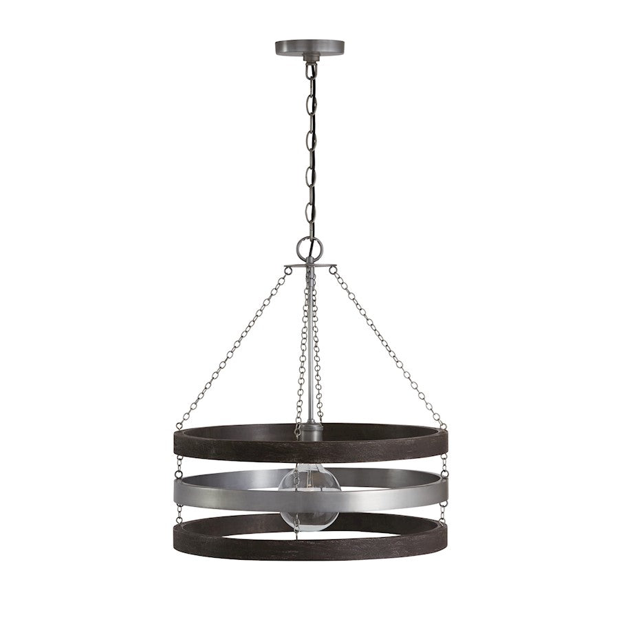 1 Light Pendant, Carbon Grey/Nickel