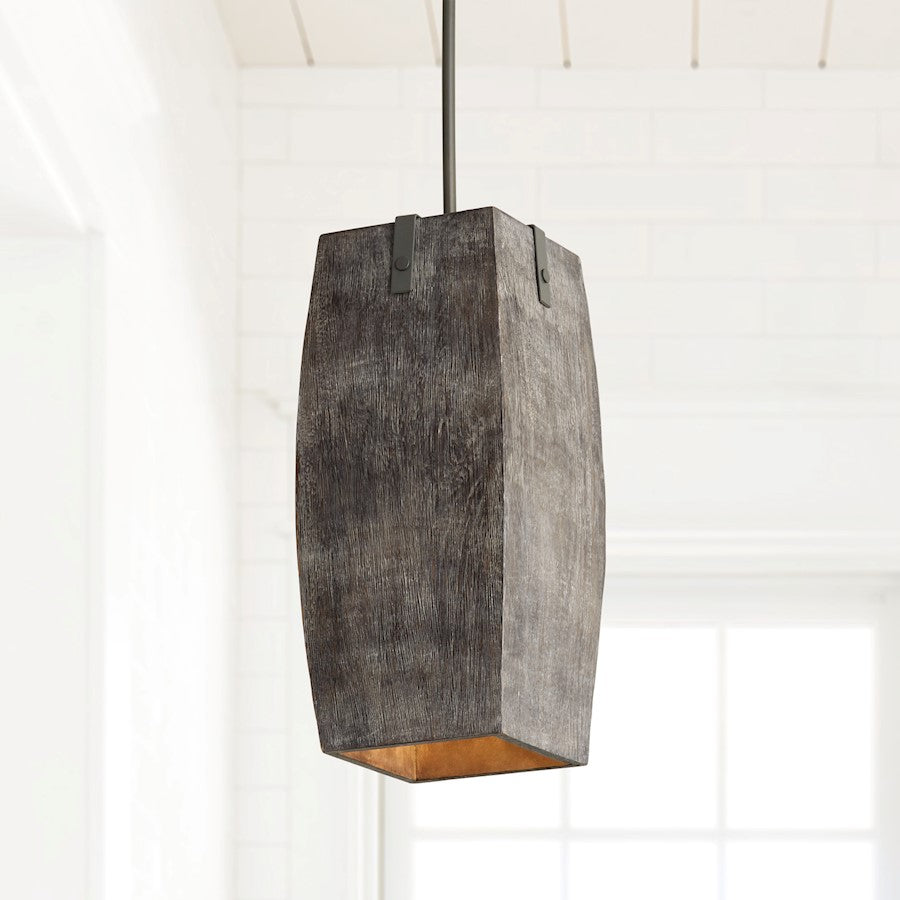 1 Light Pendant, Carbon Grey Iron Silk