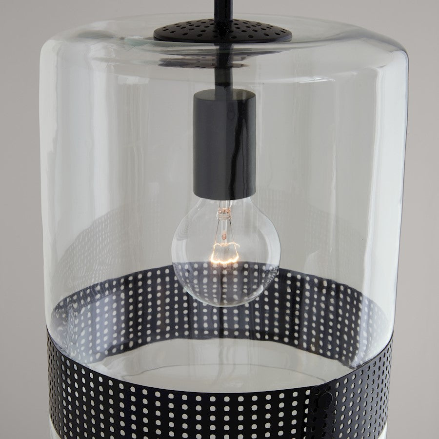 1 Light Perforated Pendant, Clear Glass