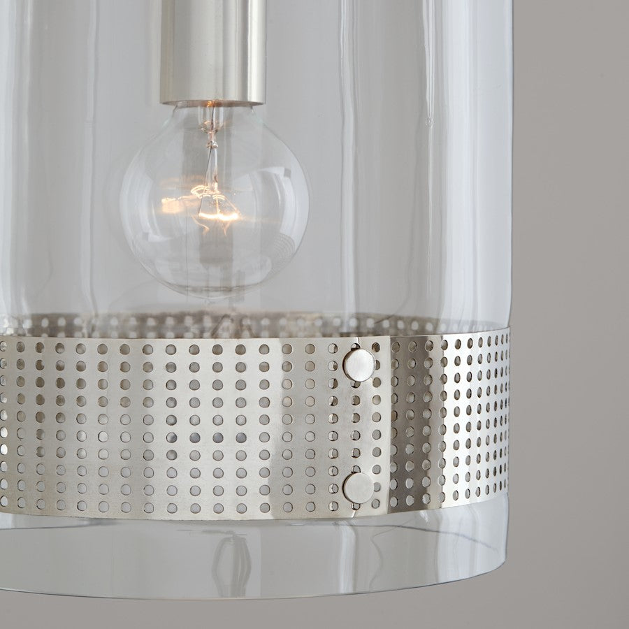 1 Light Perforated Pendant, Clear Glass