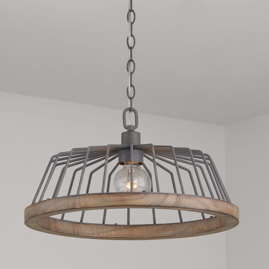 1 Light Pendant, Grey Wash/Iron