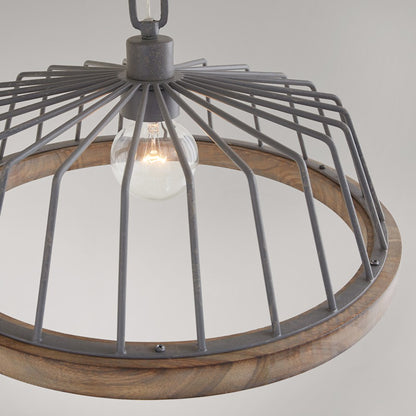 1 Light Pendant, Grey Wash/Iron