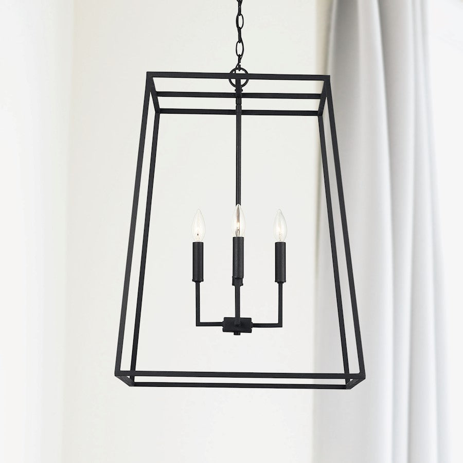 4 Light Pendant, Black Iron