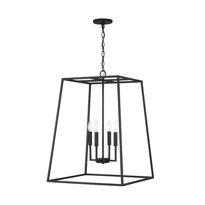 4 Light Pendant, Black Iron