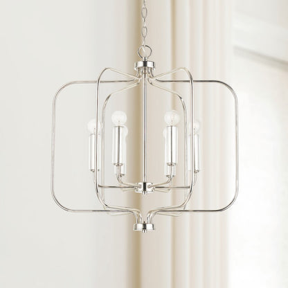 6 Light Pendant, Polished Nickel