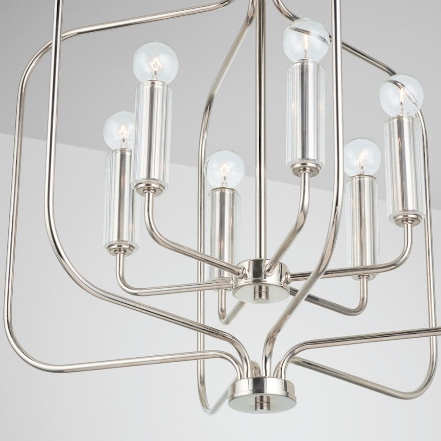 6 Light Pendant, Polished Nickel