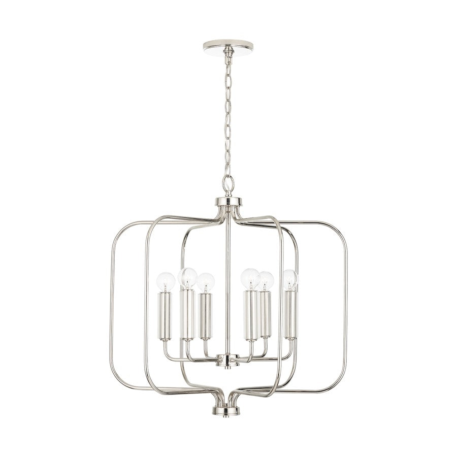 6 Light Pendant, Polished Nickel