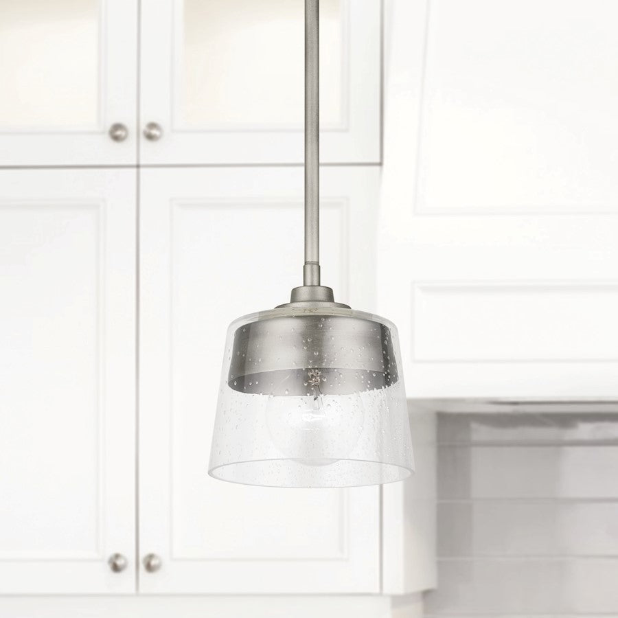 1 Light Pendant, Washed Grey/Clear