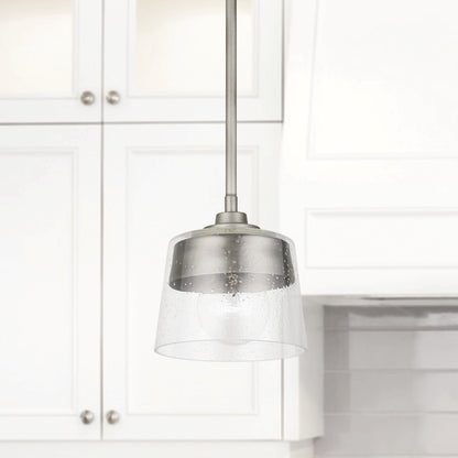 1 Light Pendant, Washed Grey/Clear