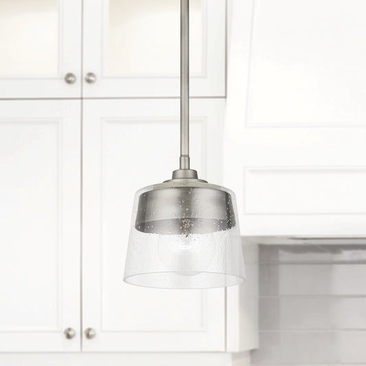 1 Light Pendant, Washed Grey/Clear